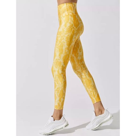 CARBON38 High Rise 7/8 Leggings Womens Medium Kumquat Yellow Snake Python - Picture 4 of 16